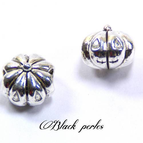 Perle style pandora en métal plaqué argent, charm citrouille- m4 