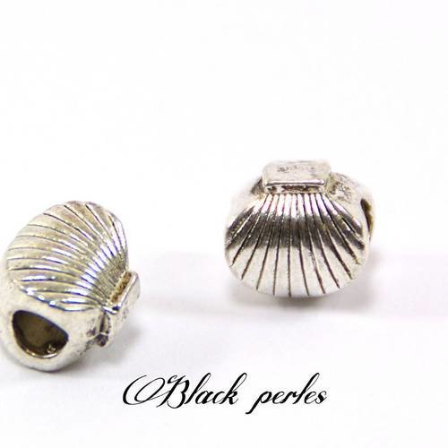 Perle style pandora charm coquillage en métal plaqué argent - m35 