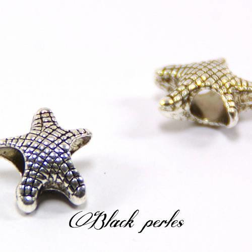 Perle style pandora, étoile de mer en métal plaqué argent- m9 