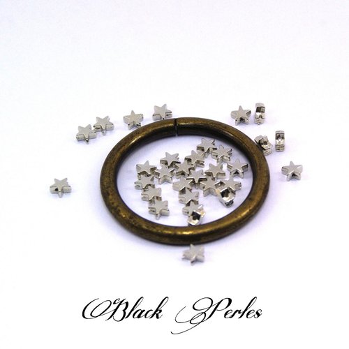 Perle étoile 6mm x 6 mm argent acrylique, 10 pièces - pa8
