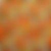 Tissu seventies fleurs orange/blanc/brun 44x40cm