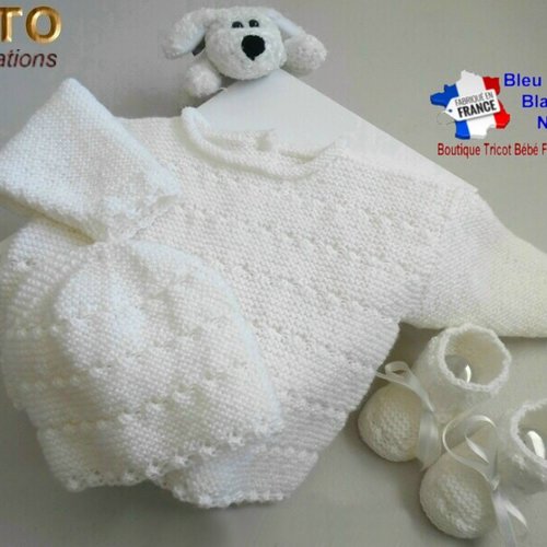 Tuto tu-018 – 1 mois – fiche tricot bébé,explications complètes, brassière, bonnet, chaussons, tricot bebe, layette bb