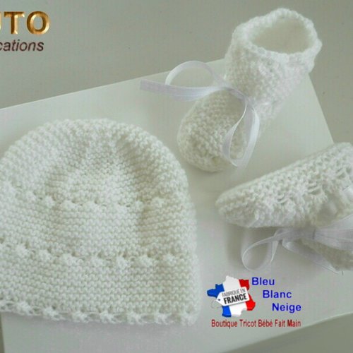 Tuto tu-413 – 3 tailles sur le même pdf, duo origin fiche tricot bébé, explications bonnet et chaussons modele layette à tricoter
