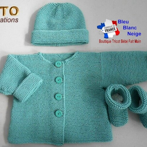 Tuto tu-070 – 1 mois – fiche tricot bébé, cardigan bébé, bonnet et chaussons, explications tricot bb, tuto layette bebe