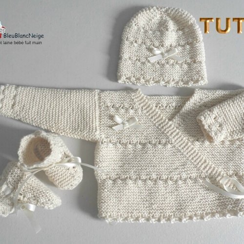 Tuto – tu-121 – naissance, explication brassière, bonnet, chausson, coton bio organique, téléchargement, fiche tricot