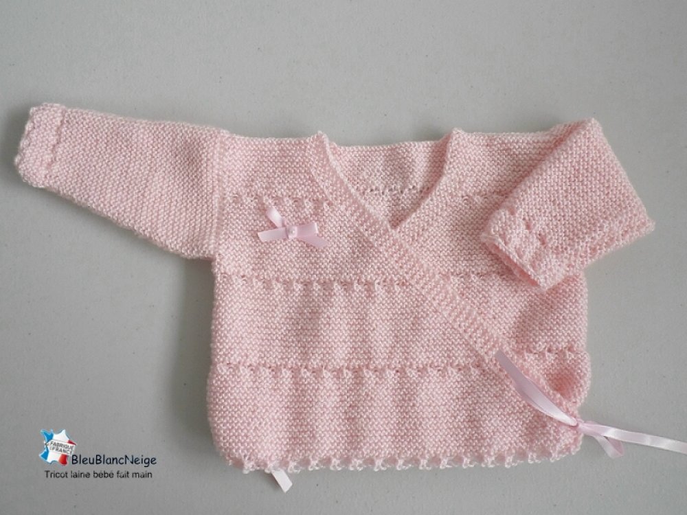 Brassière bébé en coton et laine - rose poudré, Bébé