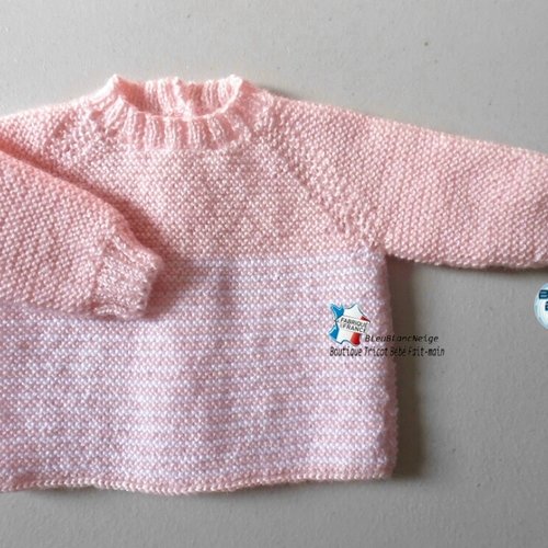 Brassière naissance, droite rose layette bb, laine calinou bergère de  france, tricot bebe, sur commande - Un grand marché