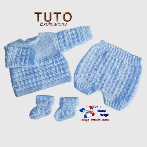Tuto tu-194 – naissance explications ensemble complet modèle layette bébé patron à tricoter tuto bb