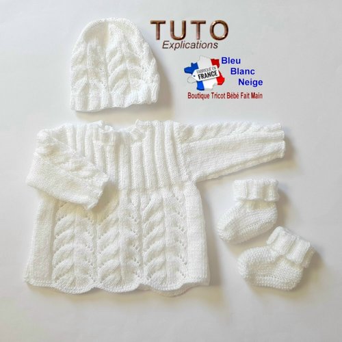 Tuto tu-205 – 1 mois brassière, bonnet, chaussons, layette bébé patron à tricoter tuto bb