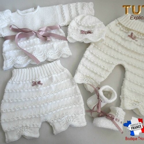 Tu-137 - naissance vagues, tuto brassière, bonnet, chaussons, pantalon, bloomer, explications en français