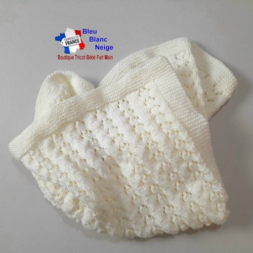Couverture pour landaus, couffins, poussettes 51 x 70cm écru modèle tricot bébé