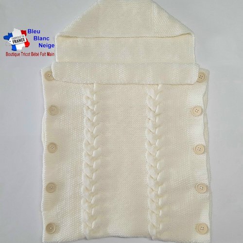 Nid d'ange tricot bébé 0-1 mois - en laine certifiée oeko-tex - tricoté main