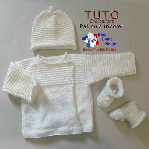 Patron tricot bébé 1 mois pdf – tu-234 – brassière bonnet chaussons layette à tricoter