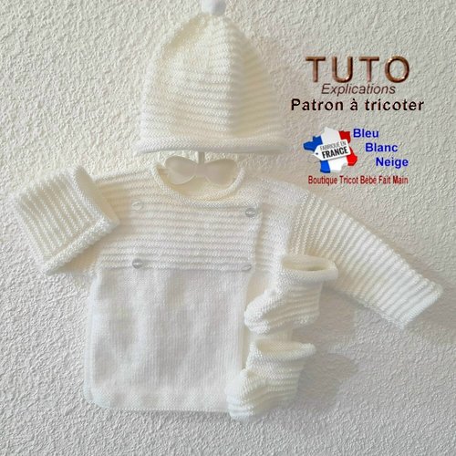 Patron tricot bébé 1 mois pdf – tu-234 – brassière bonnet chaussons layette à tricoter
