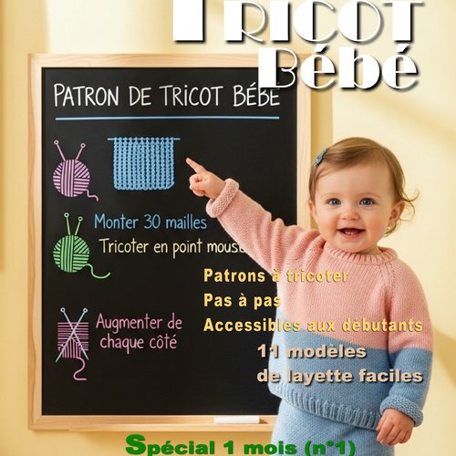 Livre n°8 tricot bébé - pdf 90 pages – modèles layette facile à tricoter