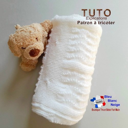 Patron tricot bébé couverture pdf – tu-174 – 60 x 72 cm layette à tricoter