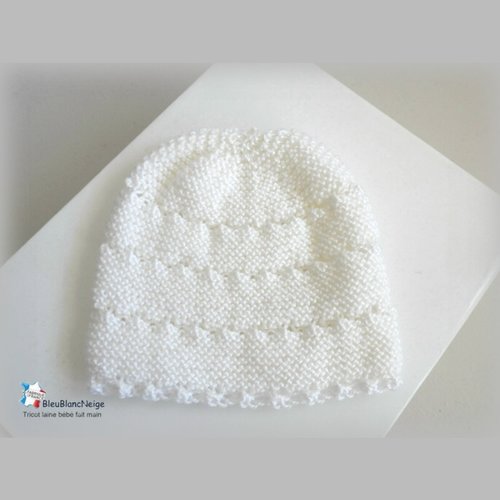 Bonnet bebe 1 mois, tricot bébé laine calinou mixte lait certifié oekotex