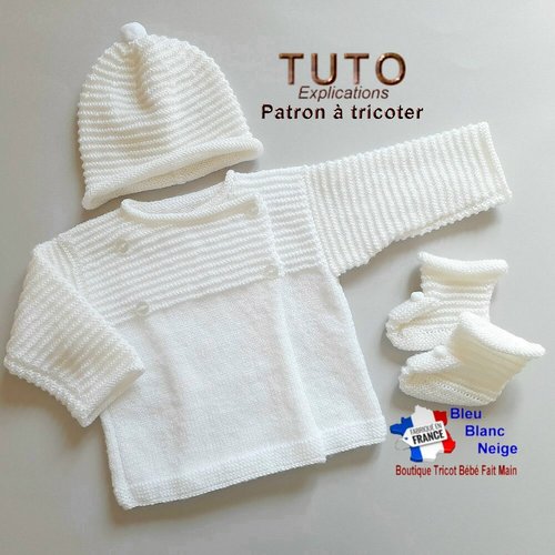 Patron tricot bébé 1 mois pdf – tu-234 – brassière bonnet chaussons layette à tricoter