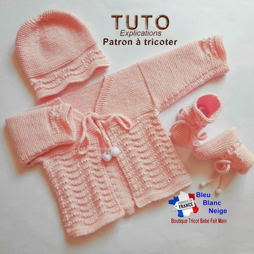 Patron tricot bébé 1 mois pdf – tu-248 – brassière bonnet chaussons layette à tricoter