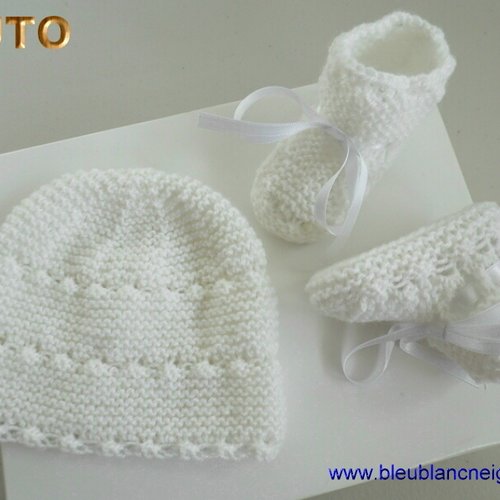 Tuto tu-413 – 3 tailles sur le même pdf, duo origin fiche tricot bébé, explications bonnet et chaussons modele layette à tricoter