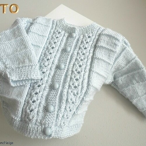 Tuto tu-055 – 1-3 mois - fiche tricot bébé, explications tricot bb, gilet bébé, bb, modele fait main, tuto layette bebe