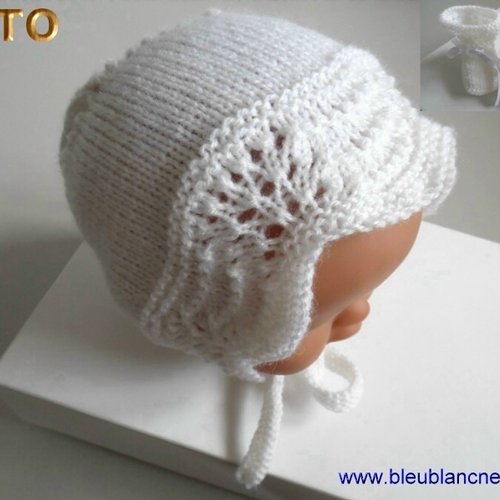 Tuto tu-004 – 1 mois - fiche tricot bébé, explications, bonnet, béguin, modele fait main, tuto layette bebe