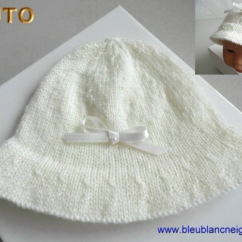 Tuto tu-040 – 3 mois - fiche tricot bébé, explications, bonnet