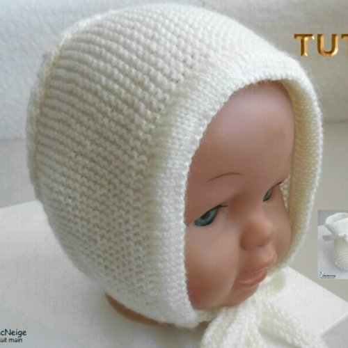 Tuto tu-416 – 3 tailles sur le même pdf - fiche tricot bébé calinou, explications béguin et chaussons modele layette à tricoter