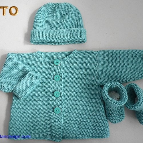 Tuto tu-070 – 1 mois – fiche tricot bébé, cardigan bébé, bonnet et  chaussons, explications tricot bb, tuto layette bebe - Un grand marché