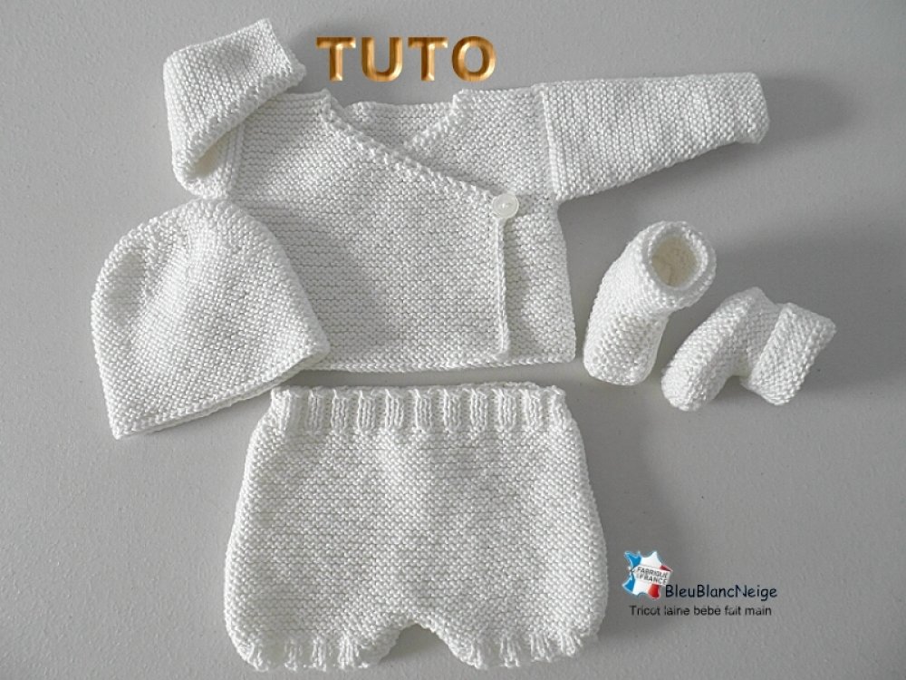 Tuto tu-402 – 3 tailles préma à naissance ou reborn - tricot bébé ,  explication brassière bloomer bonnet et chaussons layette t - Un grand  marché