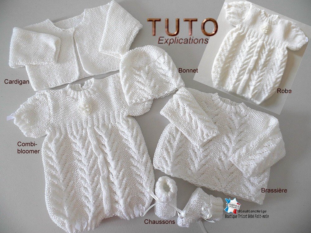 Tuto tu-402 – 3 tailles préma à naissance ou reborn - tricot bébé ,  explication brassière bloomer bonnet et chaussons layette t - Un grand  marché