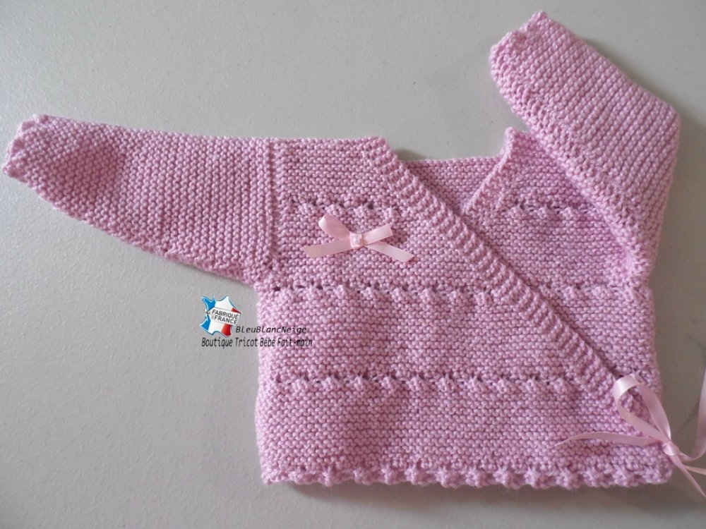 PREMA à 6 Mois - Brassière bébé SUR COMMANDE - Layette - tricot pour bébé -  laine calinou