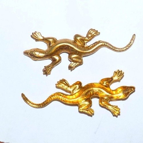 Cabochon lézard gecko métal doré reptile pour décoration animalière
