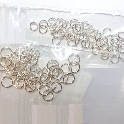 100 anneaux ouverts en argent 925 pour création de bijoux 5 mm et 4 mm