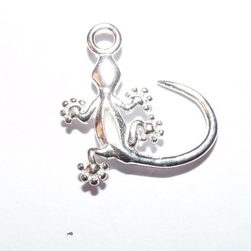 2 pendentifs lézard en argent 925 breloque gecko reptile pour décoration de bijoux
