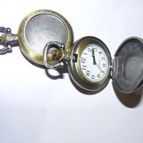 Support de montre à gousset pendentif qui s'ouvre support cabochon de 2,5 cm en bronze à décorer pour ornement bijoux