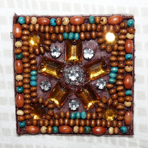 Patch applique à coudre style perle ethnique écusson tribal création déco unique pour couture