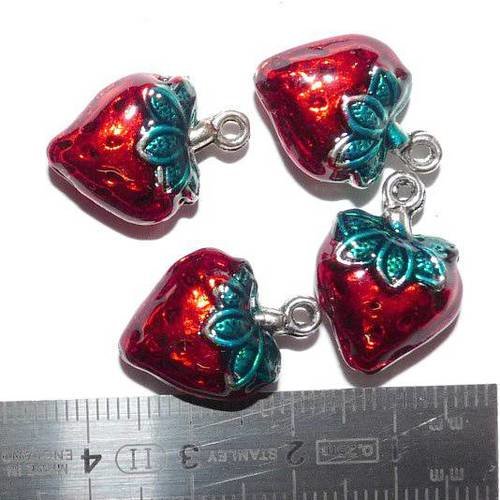 5 fraises breloque fruit rouge charms pendentif gourmand 