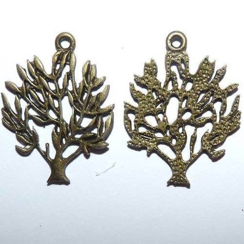 3 arbres de vie breloque pendentif bronze ajouré feuillage pour création de bijoux sur ma mercerie