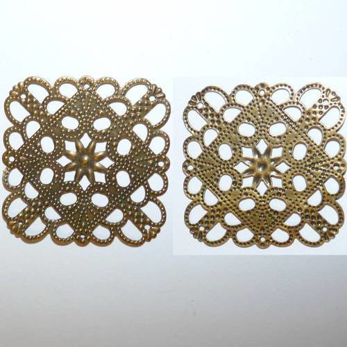 5 connecteurs carré filigrane ajouré pendentif élément décoratif art déco base tamis breloque pour création de bijoux