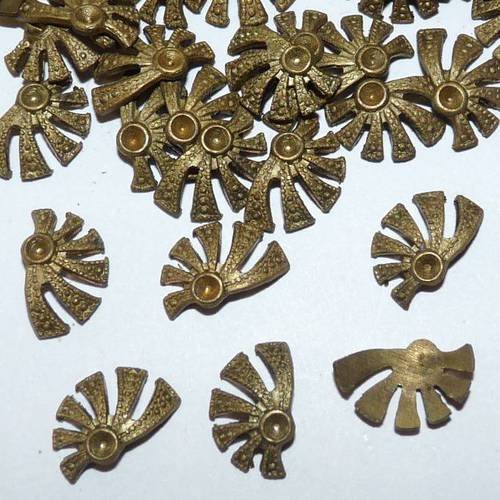 12 cabochons demi soleil bronze gravé vintage support strass art déco breloque pour création collage bijoux