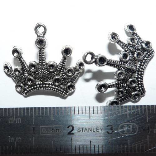 8 breloques couronne pendentif argenté thème royauté pour création de bijoux