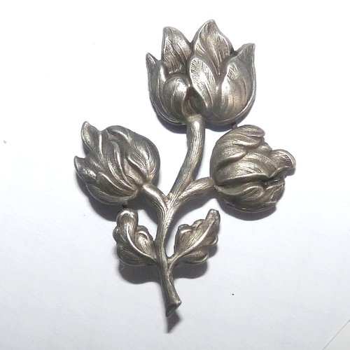 Pendentif bouquet de fleurs cabochon argent 925 pour création de bijoux