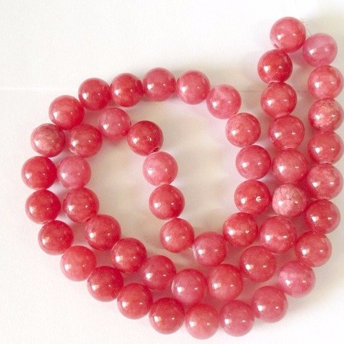 47 perles 9 mm en jade rose framboise création de bracelet collier bijoux pierre semi précieuse pierre de gemme rose pour créer des bijoux