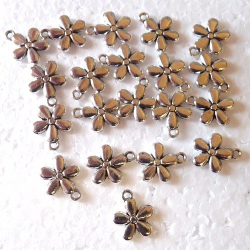 19 breloques petite fleur argentée pendentif marguerite pour créations de bijoux