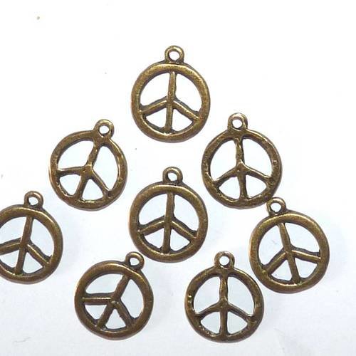 Lot de 8 breloques peace and love pendentif romantique paix amour pour création de bijoux zen
