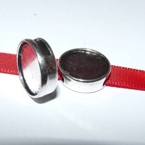 10 support cabochons slider coulissant rond passe cuir pour création de bijoux