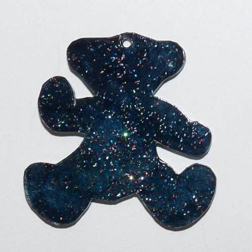  breloque ours nounours pendentif animal bleu à paillettes pour création de bijoux