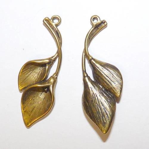 2 pendentifs fleur arum breloque iris calice pour création de bijoux