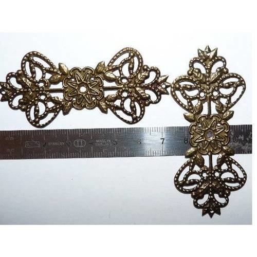 10 longs connecteurs filigrane ajouré trou au milieu support cabochon pour création de bijoux élément décoratif